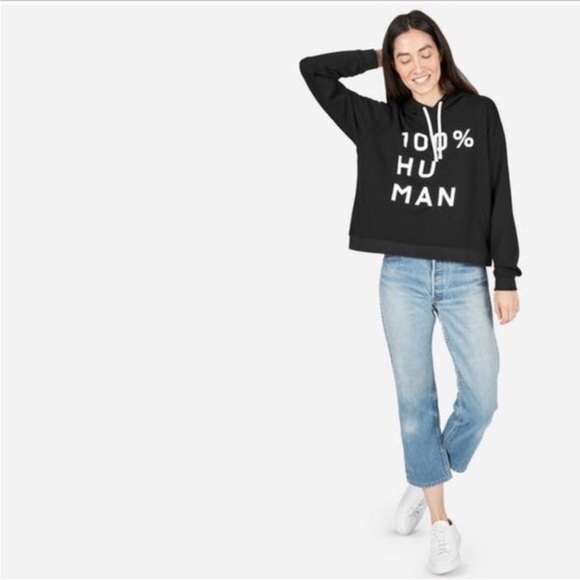 EVERLANE Black Hoodie with White Text 100% human - Picture 3 of 6